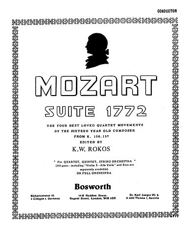 Mozart, Wa, F W Suite 1772 Rokos Orch (A) Sc/Pts