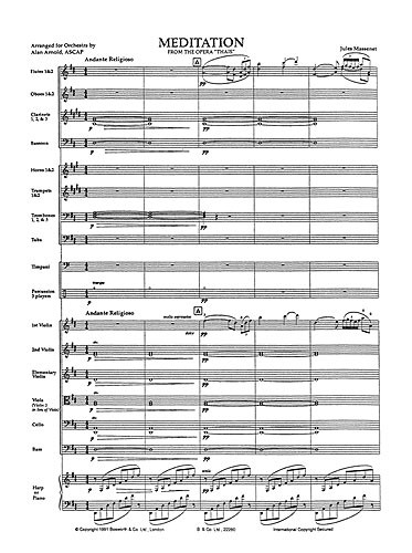 Massenet(Orch. Arnold): Meditation From Thais (Score And Parts)