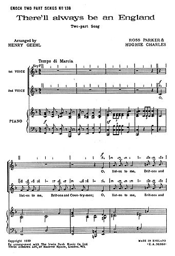 Ross Parker And Hughie Charles: There'll Always Be An England (2-Part And Piano)