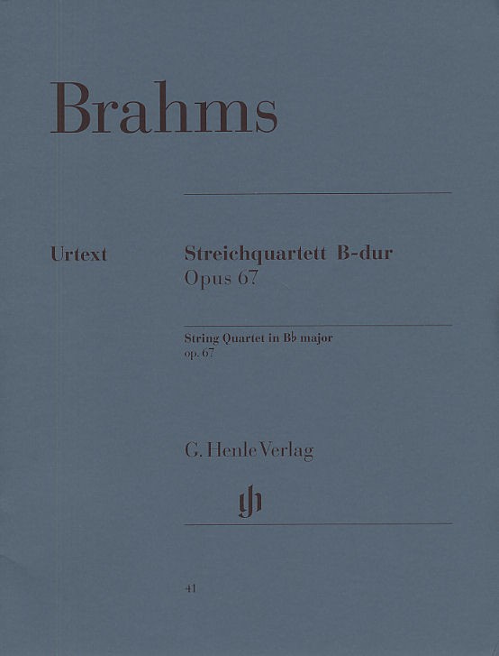 Johannes Brahms: String Quartet In B Flat Op.67 (Urtext)