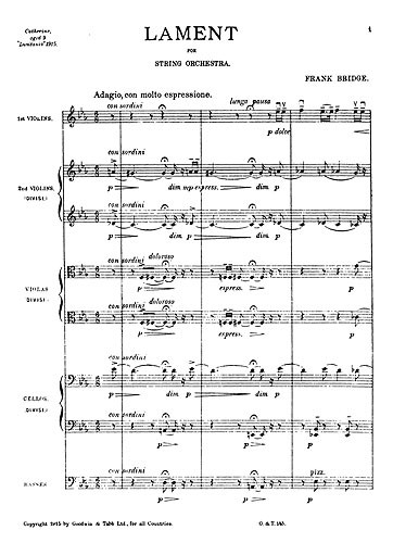 Frank Bridge: Lament (Score)