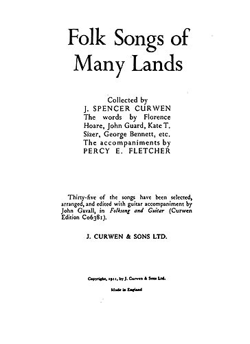 Folk Songs Of Many Lands Two Part