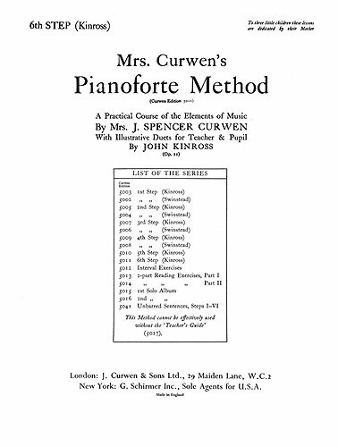 Mrs Curwen's Pianoforte Method 6th Step (Kinross)