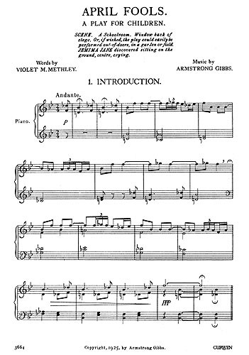 Armstrong Gibbs April Fools (A Play For Children) Unison/Piano