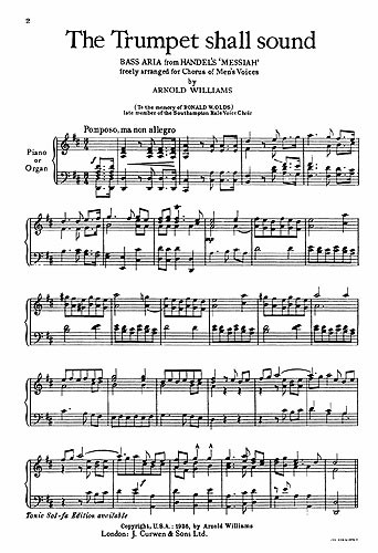 Handel, Gf The Trumpet Shall Sound Ttbb/Piano