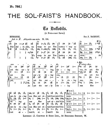 Joseph Barnby: To Daffodils (SATB Tonic Sol-fa)