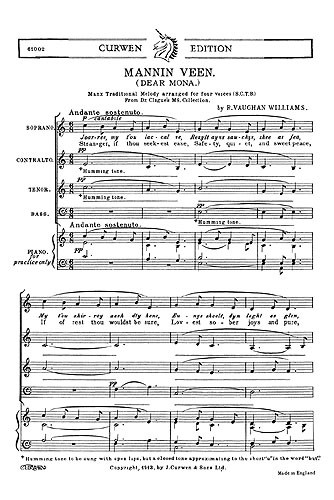 Vaughan Williams, R Mannin Veen Satb/Piano