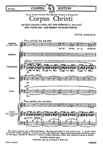 Warlock, P Corpus Christi Satb/Piano+sop/Ten Solos