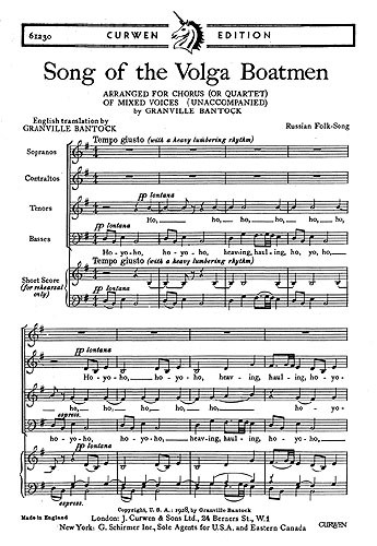 Bantock Song Volga Boatmen Satb