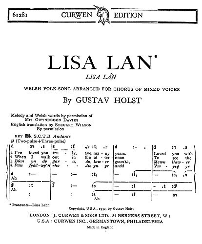 Gustav Holst: Lisa Lan (SATB)