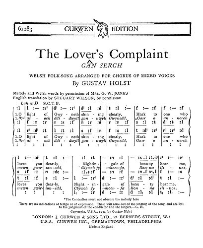 Holst: The Lover's Complaint SATB