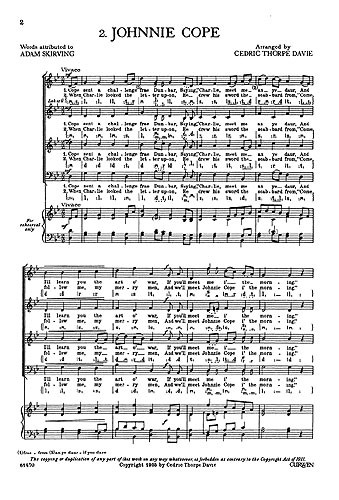 Cedric Thorpe Davie: Johnnie Cope (SATB and Piano)