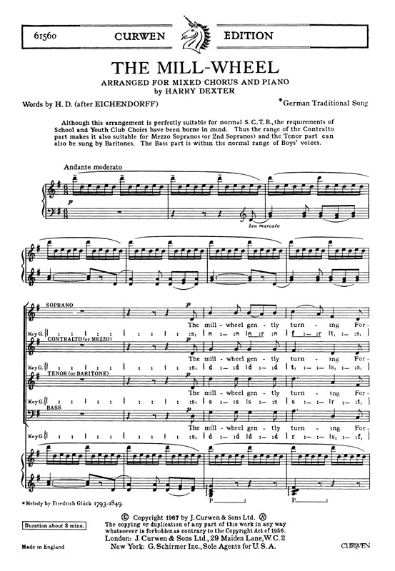 Dexter, H The Mill-wheel Satb/Piano