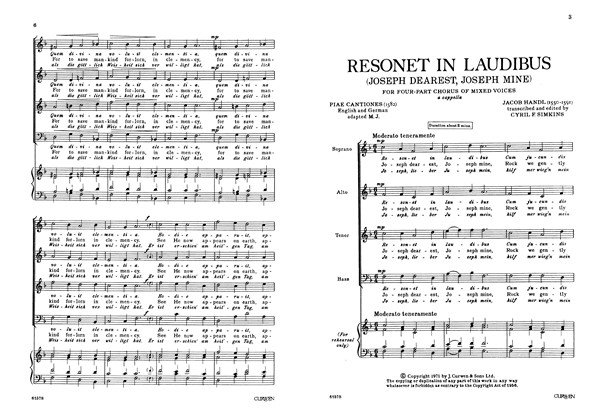 Handl, G Resonet In Laudibus (Joseph Dearest, Joseph Mine) Satb/Pf