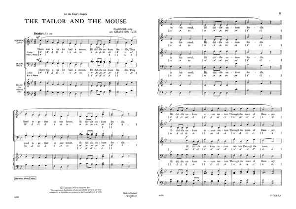 Ives, G The Tailor And The Mouse Satb/Piano