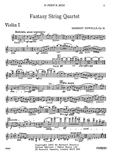 Herbert Howells: Fantasy String Quartet (Parts)