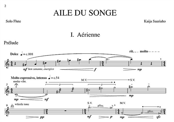 Kaija Saariaho: Aile Du Songe (Solo Flute Part)