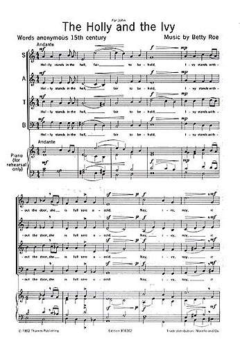 Betty Roe: The Holly And The Ivy (SATB)