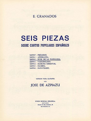 Granados Ecos De La Parranda No.2 (azpiazu) Seis Piezas