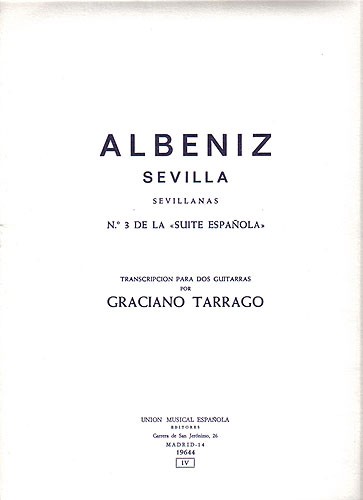 Albeniz Sevilla Sevillanas (tarrago) 2 Guitars