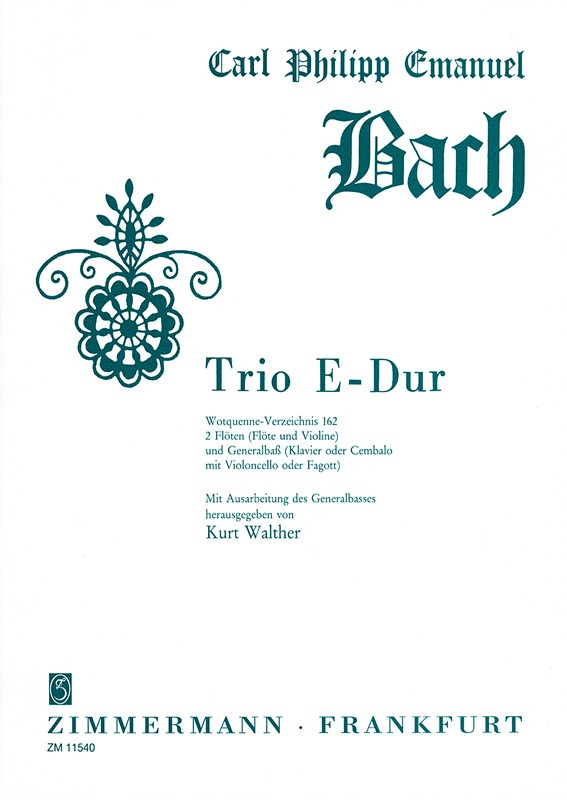 Bach, Cpe: Trio E Major Wq 162