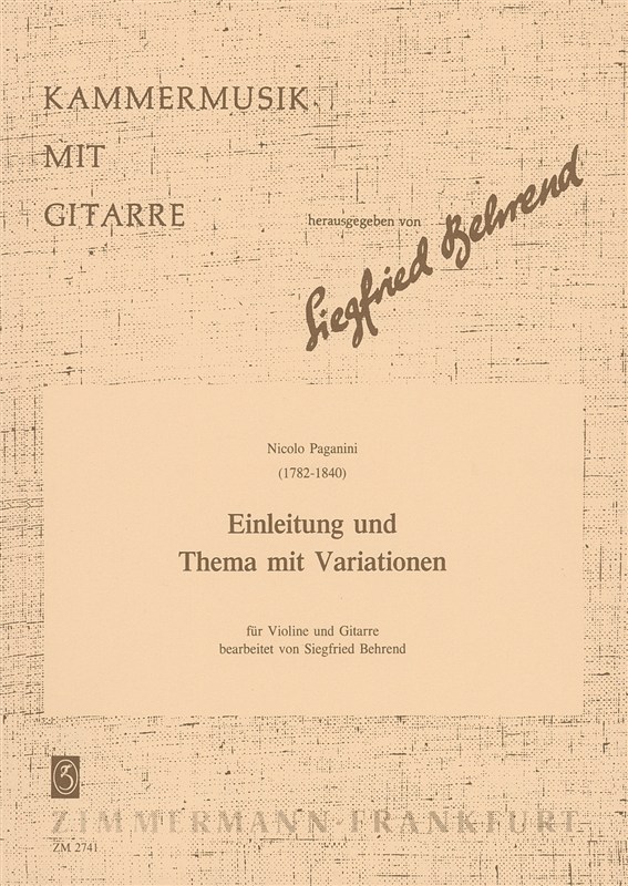 Nicolo Paganini: Einleitung Und Thema Mit Variationen