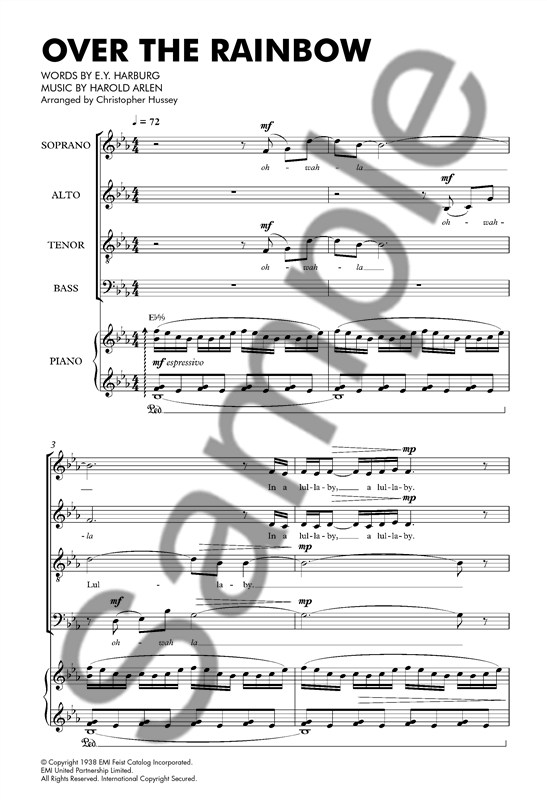 E.Y. Harburg/Harold Arlen: Over The Rainbow (The Wizard Of Oz) - SATB/Piano