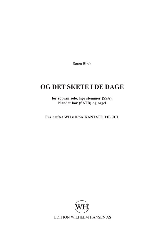 Sren Birch: Og Det Skete I De Dage