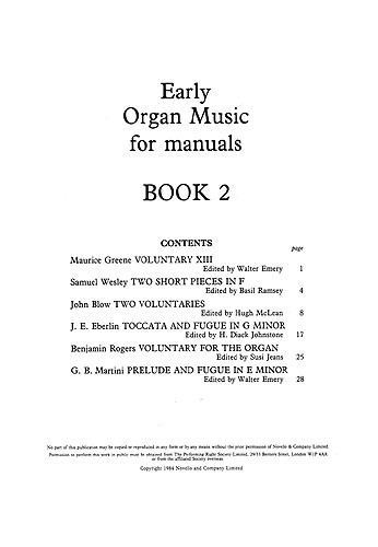 Early Organ Music For Manuals Book 2