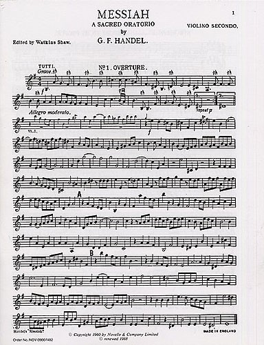 G. F. Handel: Messiah: Second Violin (Edited By Watkins Shaw)