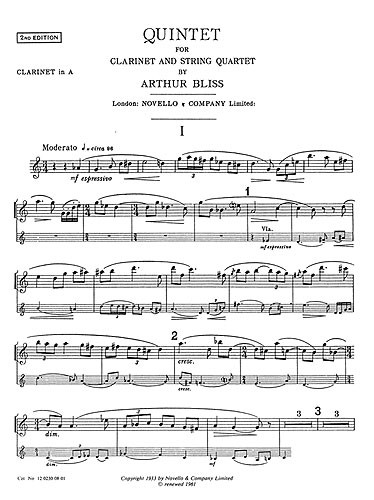 Bliss: Quintet For Clarinet And Strings (Parts)