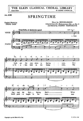 Felix Mendelssohn: Springtime Unison/Piano