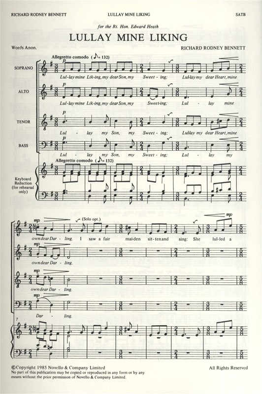 Richard Rodney Bennett: Lullay Mine Liking (SATB)