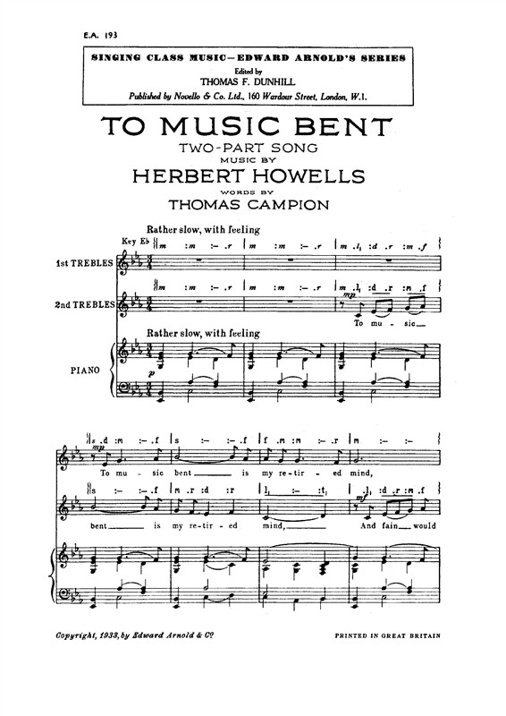 Herbert Howells: To Music Bent