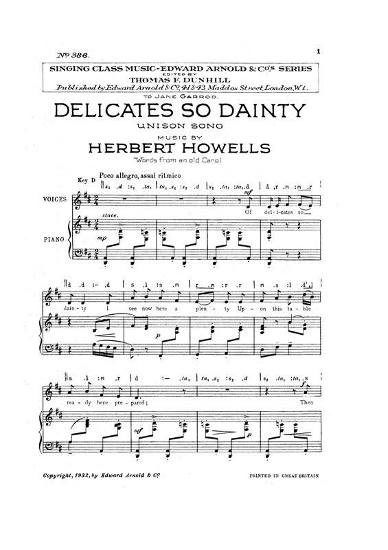 Herbert Howells: Delicates So Dainty