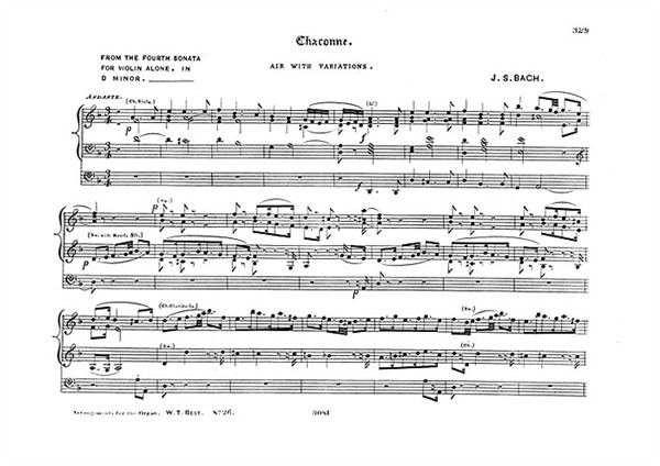 J.S. Bach: Chaconne for Organ (Ed. W.T. Best)