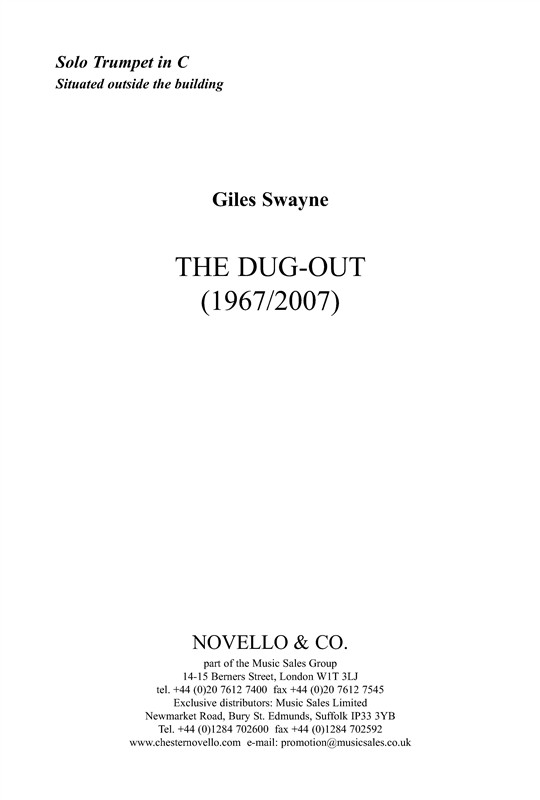 Giles Swayne: The Dug-Out Op.2a (Score)