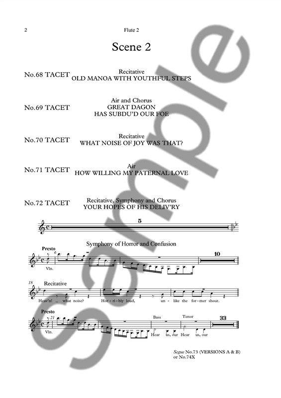 G.F. Handel: Samson (Flute Parts)