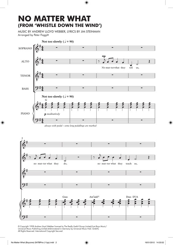 Andrew Lloyd Webber: No Matter What (SATB/Piano)