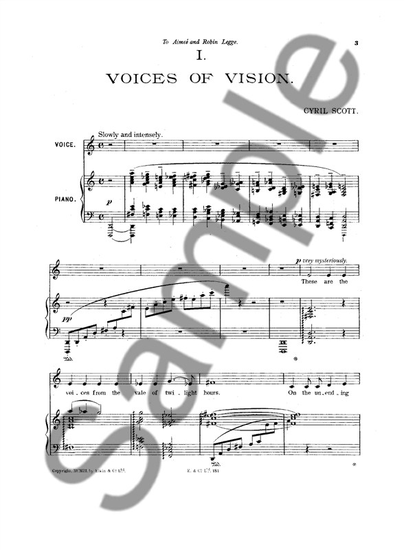 Cyril Scott: Two Poems Op24 Voice/Piano (No.1-voices Of Vision, No.2 Willows)