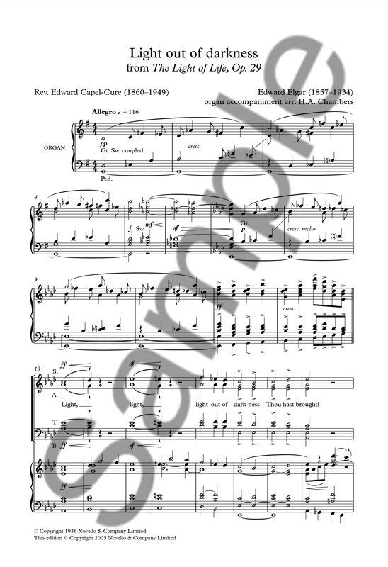 Edward Elgar: Light Out Of Darkness SATB/Organ