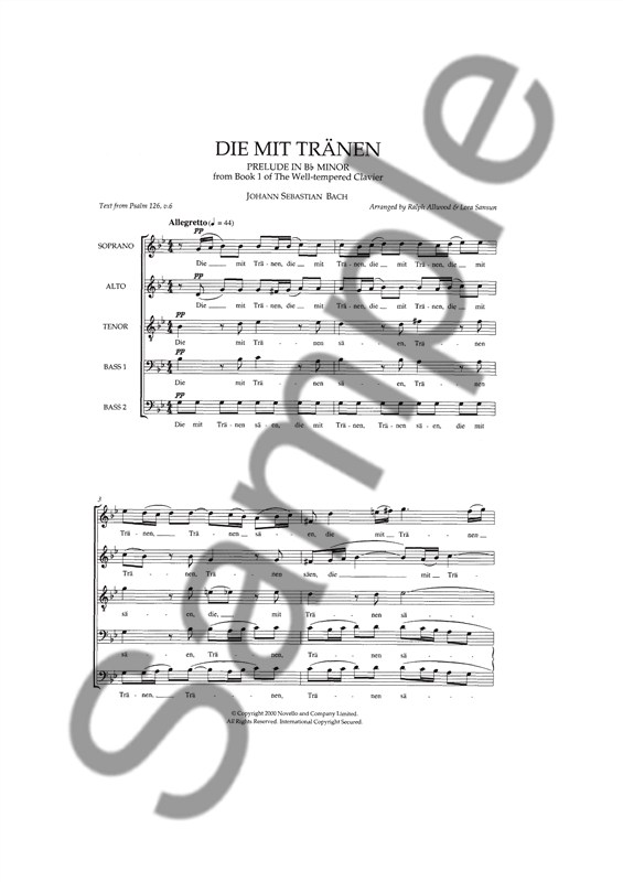 J.S. Bach: Die Mit Tranen (Prelude In Bb Minor) - SATBB Chorus Unaccompanied