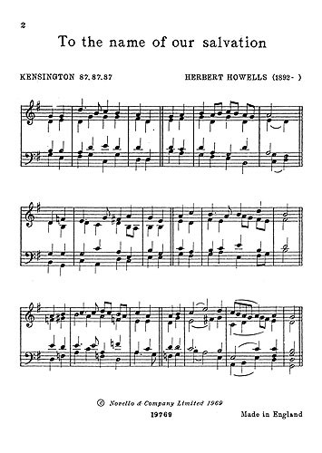 Herbert Howells: To The Name Of Our Salvation for SATB Chorus