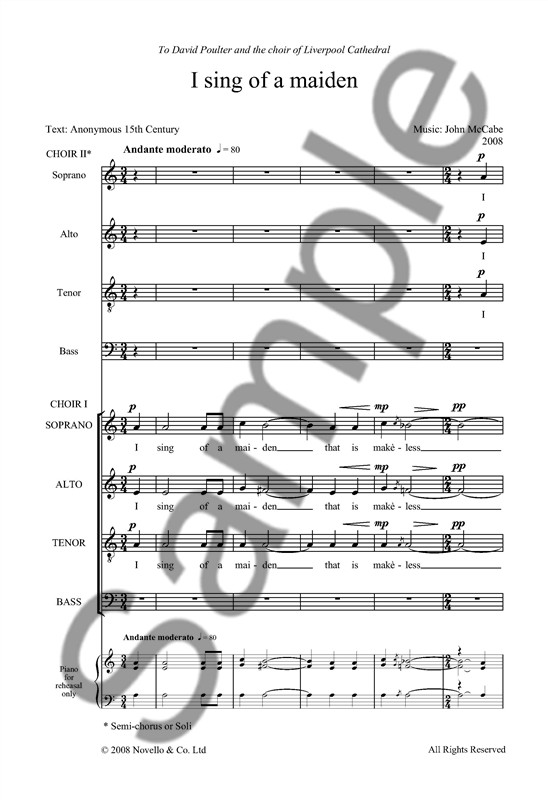 John McCabe: I Sing Of A Maiden (SATB)