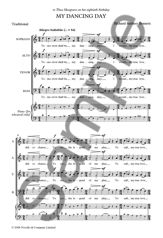 Richard Rodney Bennett: My Dancing Day (SATB)