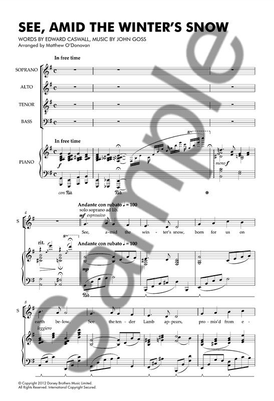 See Amid The Winter's Snow (SATB/Piano)