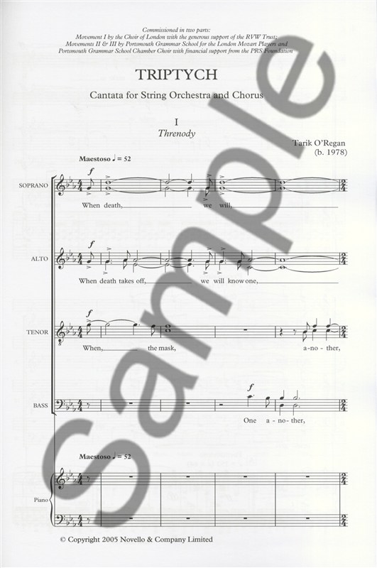 Tarik O'Regan: Triptych (Vocal Score)