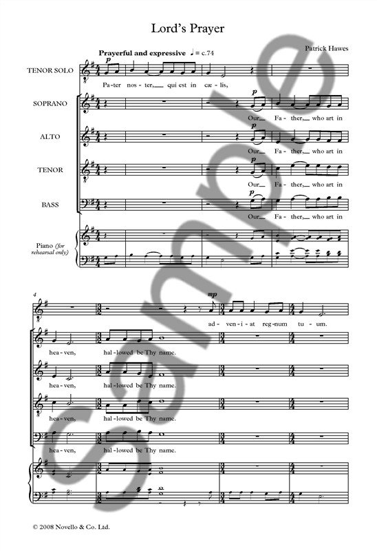 Patrick Hawes: Lord's Prayer (Tenor/SATB)