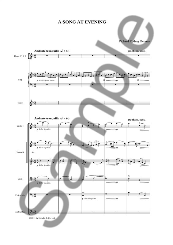 Richard Rodney Bennett: A Song At Evening (SA/Ensemble) - Full Score