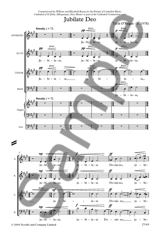 Tarik O'Regan: Jubilate Deo (Latin) - SATB/Organ